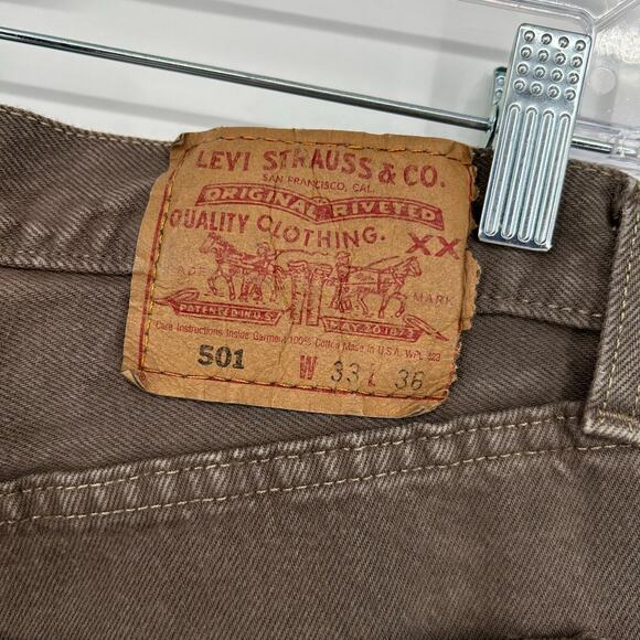 Vintage 90s Men's Levis 501 Button Fly Brown Denim Straight Leg Jeans (32x32.5) - Picture 7 of 10
